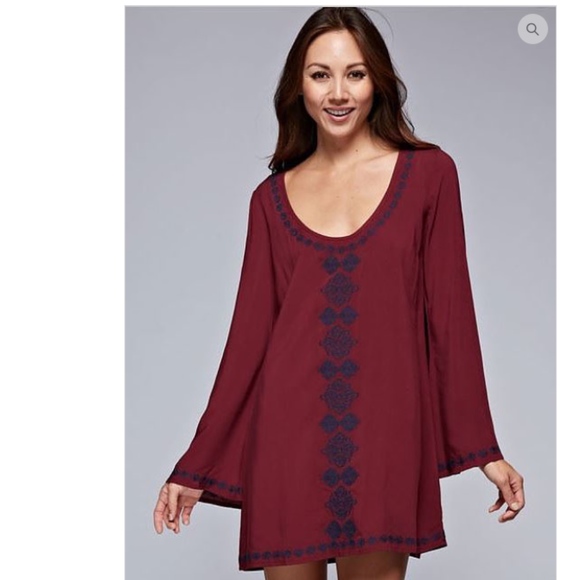 Function & Fringe Dresses & Skirts - Embroider Bell Sleeve Dress